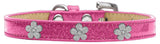 Silver Flower Widget Dog Collar Pink Ice Cream Size 18