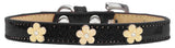 Gold Flower Widget Dog Collar Black Ice Cream Size 18