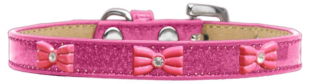 Pink Glitter Bow Widget Dog Collar Pink Ice Cream Size 10