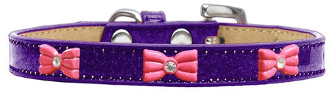 Pink Glitter Bow Widget Dog Collar Purple Ice Cream Size 14