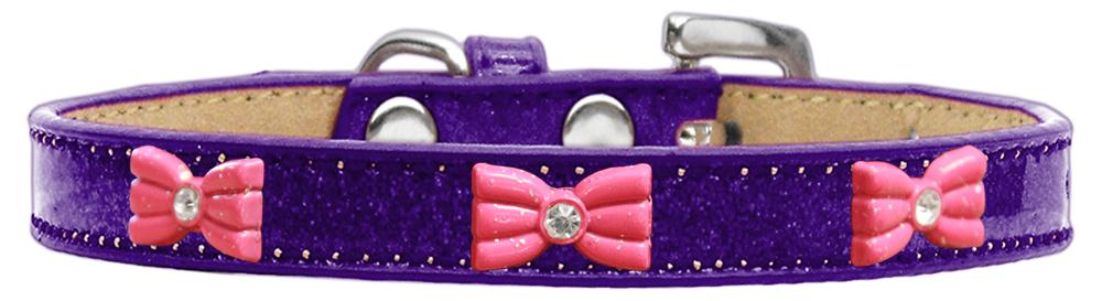 Pink Glitter Bow Widget Dog Collar Purple Ice Cream Size 20