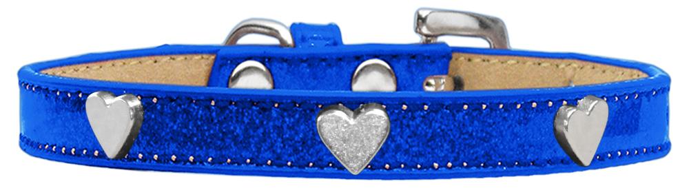 Silver Heart Widget Dog Collar Blue Ice Cream Size 12