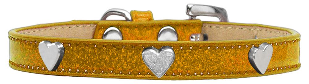 Silver Heart Widget Dog Collar Gold Ice Cream Size 10