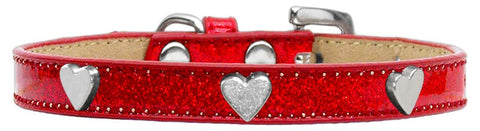 Silver Heart Widget Dog Collar Red Ice Cream Size 12