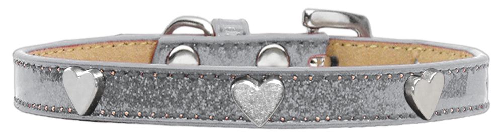 Silver Heart Widget Dog Collar Silver Ice Cream Size 10