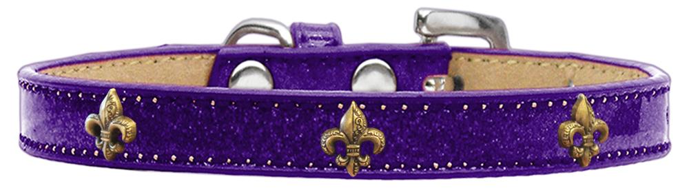 Bronze Fleur De Lis Widget Dog Collar Purple Ice Cream Size 10