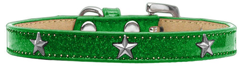 Silver Star Widget Dog Collar Emerald Green Ice Cream Size 12