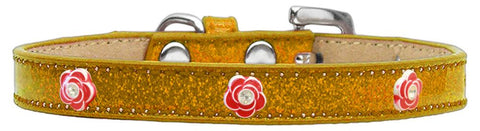 Red Rose Widget Dog Collar Gold Ice Cream Size 10