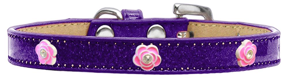 Bright Pink Rose Widget Dog Collar Purple Ice Cream Size 10