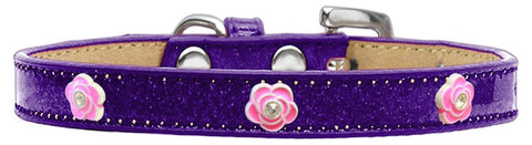 Bright Pink Rose Widget Dog Collar Purple Ice Cream Size 20