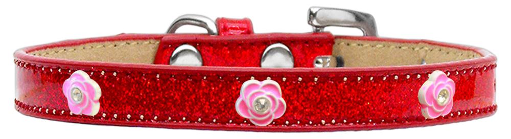 Bright Pink Rose Widget Dog Collar Red Ice Cream Size 10