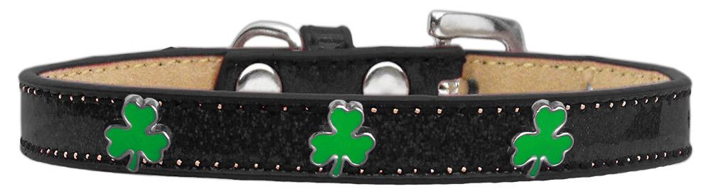 Shamrock Widget Dog Collar Black Ice Cream Size 10