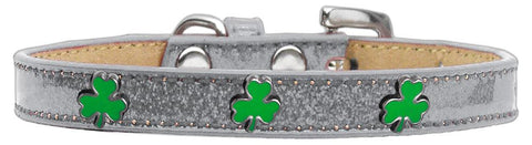 Shamrock Widget Dog Collar Silver Ice Cream Size 14