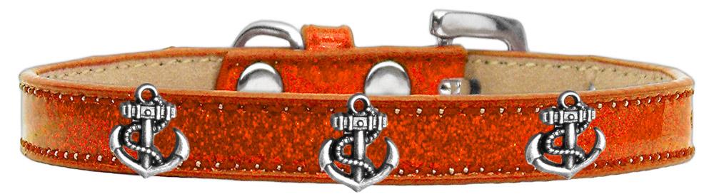 Silver Anchor Widget Dog Collar Orange Ice Cream Size 10