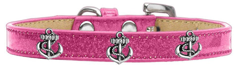 Silver Anchor Widget Dog Collar Pink Ice Cream Size 10