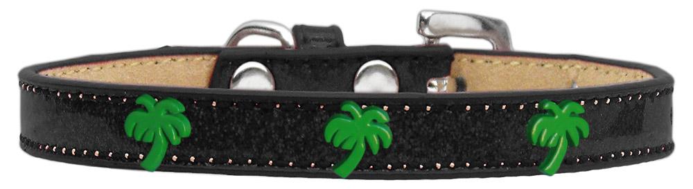 Green Palm Tree Widget Dog Collar Black Ice Cream Size 10