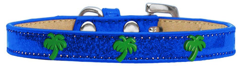 Green Palm Tree Widget Dog Collar Blue Ice Cream Size 10