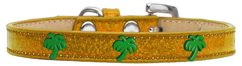 Green Palm Tree Widget Dog Collar Gold Ice Cream Size 20