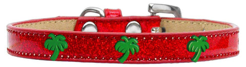 Green Palm Tree Widget Dog Collar Red Ice Cream Size 14