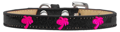 Pink Palm Tree Widget Dog Collar Black Ice Cream Size 14