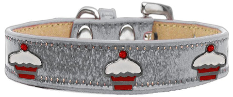 Red Cupcake Widget Dog Collar Silver Ice Cream Size 14