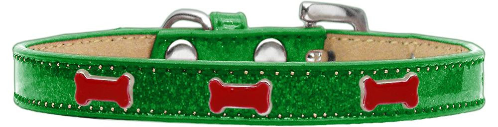 Red Bone Widget Dog Collar Emerald Green Ice Cream Size 18