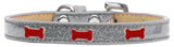 Red Bone Widget Dog Collar Silver Ice Cream Size 10