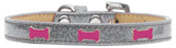 Pink Bone Widget Dog Collar Silver Ice Cream Size 18