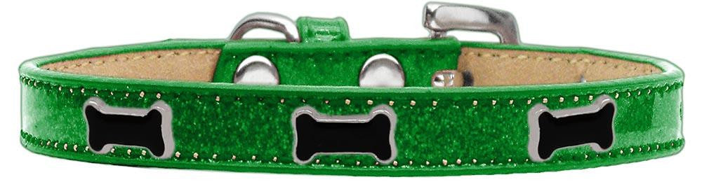 Black Bone Widget Dog Collar Emerald Green Ice Cream Size 18