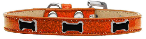 Black Bone Widget Dog Collar Orange Ice Cream Size 14