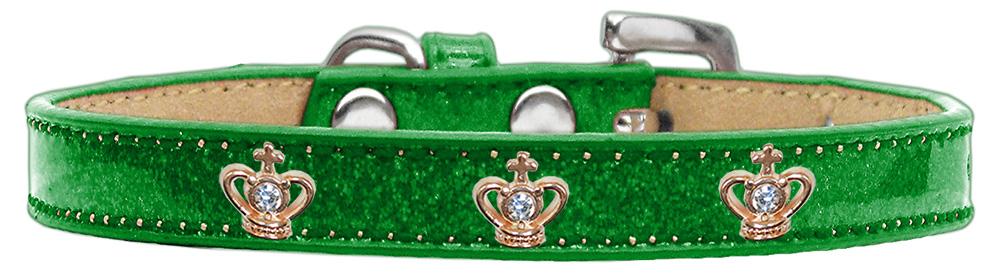 Gold Crown Widget Dog Collar Emerald Green Ice Cream Size 10