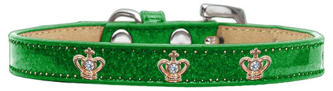 Gold Crown Widget Dog Collar Emerald Green Ice Cream Size 10