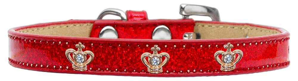 Gold Crown Widget Dog Collar Red Ice Cream Size 10