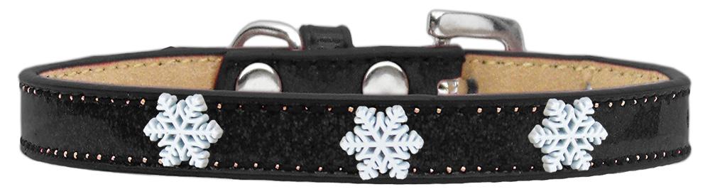 Snowflake Widget Dog Collar Black Ice Cream Size 18