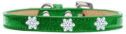 Snowflake Widget Dog Collar Emerald Green Ice Cream Size 10