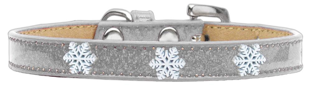 Snowflake Widget Dog Collar Silver Ice Cream Size 10