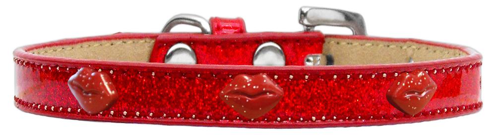 Red Glitter Lips Widget Dog Collar Red Ice Cream Size 14