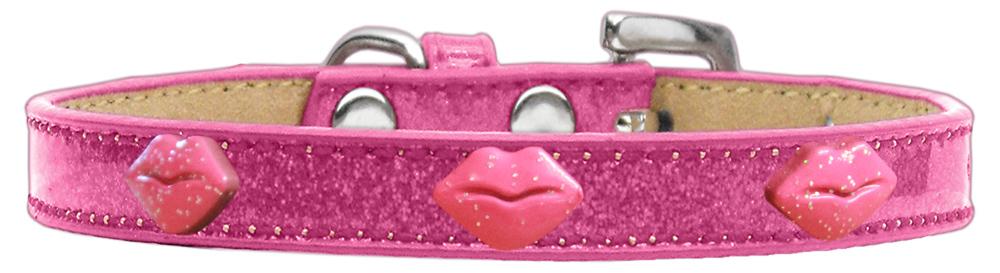 Pink Glitter Lips Widget Dog Collar Pink Ice Cream Size 10