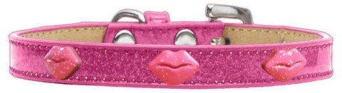 Pink Glitter Lips Widget Dog Collar Pink Ice Cream Size 16