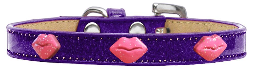 Pink Glitter Lips Widget Dog Collar Purple Ice Cream Size 12