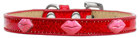 Pink Glitter Lips Widget Dog Collar Red Ice Cream Size 10