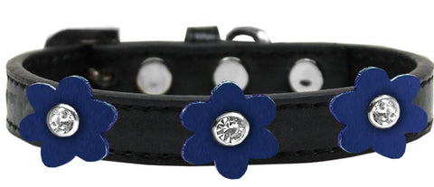 Flower Premium Collar Black With Blue Flowers Size 10