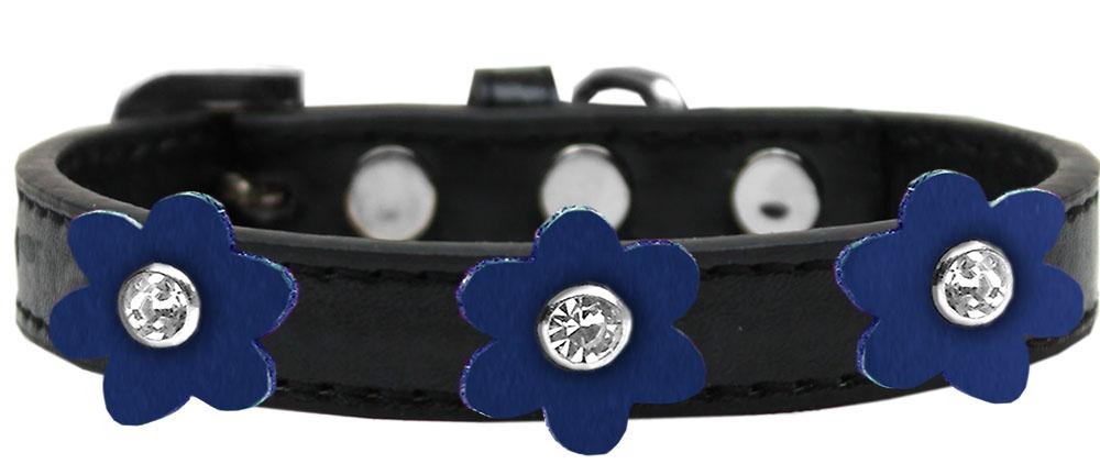 Flower Premium Collar Black With Blue Flowers Size 18