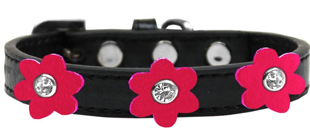 Flower Premium Collar Black With Bright Pink Flowers Size 10