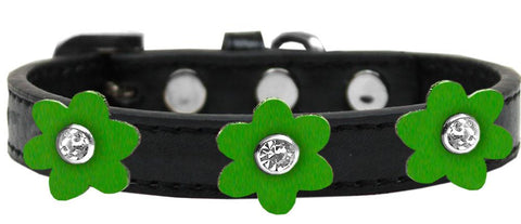 Flower Premium Collar Black With Emerald Green Flowers Size 16