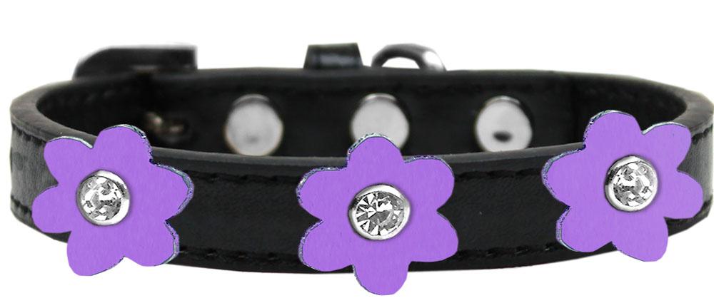 Flower Premium Collar Black With Lavender Flowers Size 10