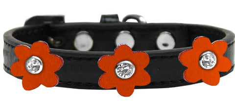 Flower Premium Collar Black With Orange Flowers Size 16