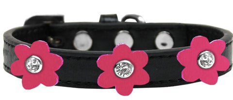 Flower Premium Collar Black With Pink Flowers Size 10