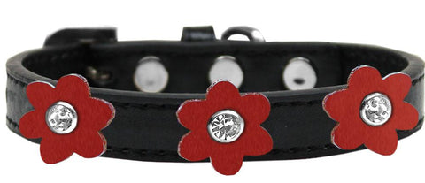 Flower Premium Collar Black With Red Flowers Size 10