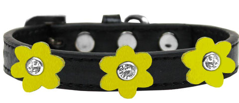 Flower Premium Collar Black With Yellow Flowers Size 14